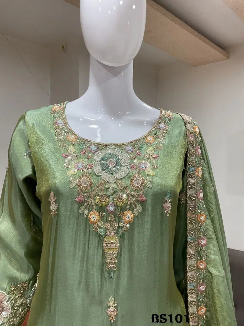 Beriston Bs 101 Tissue Silk Embroidered Salwar Kameez