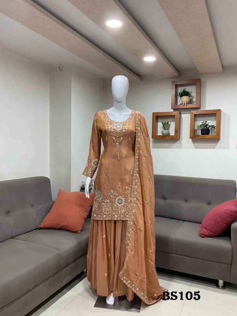 Beriston Bs 105 Tissue Silk Hand Work Salwar Kameez