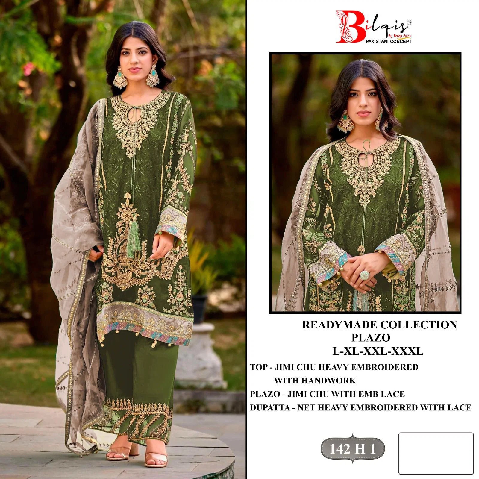 Bilqis B 142 E To H Readymade Jimmy Choo Embroidered With Peral Work