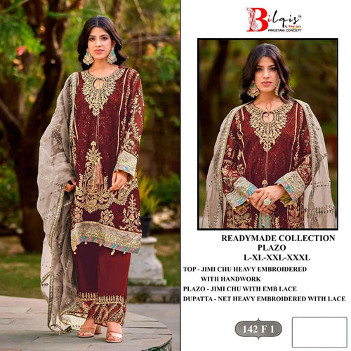 Bilqis B 142 E To H Readymade Jimmy Choo Embroidered With Peral Work