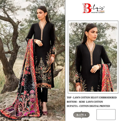 Bilqis B 175 A And B Lawn Cotton Embroidered Salwar Kameez
