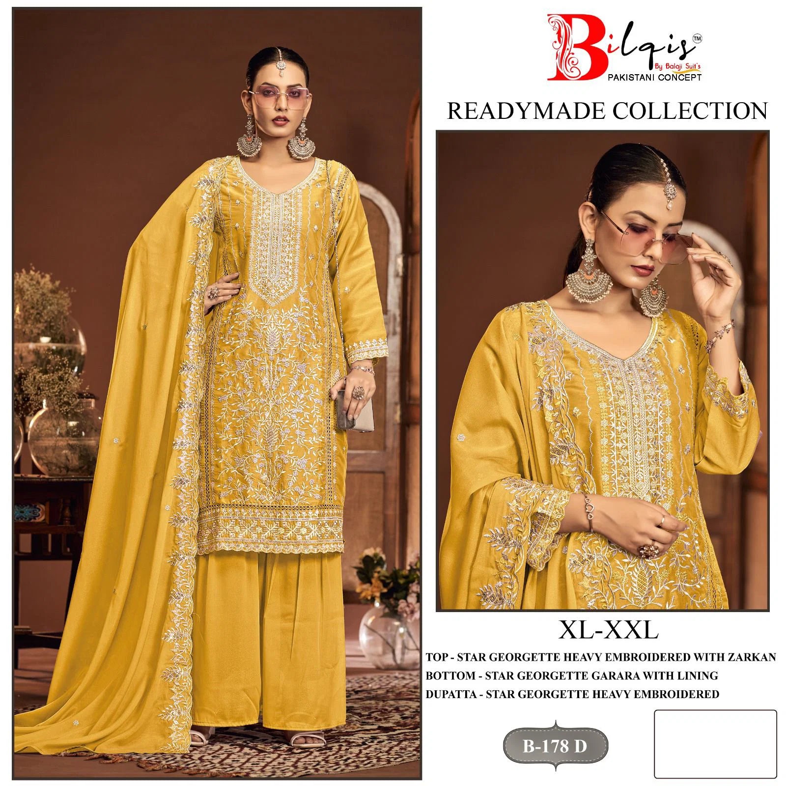 Bilqis B 178 A To D Readymade Star Georgette Embroidered Pakistani Salwar Suits