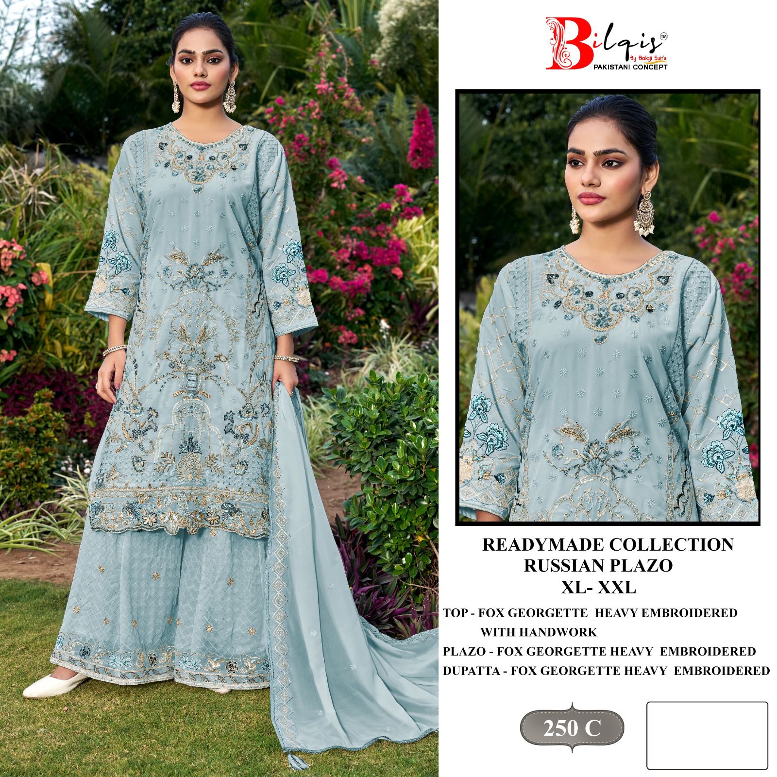 Bilqis B 250 A To D Faux Georgette With Embroidery Work Pakistani Suits