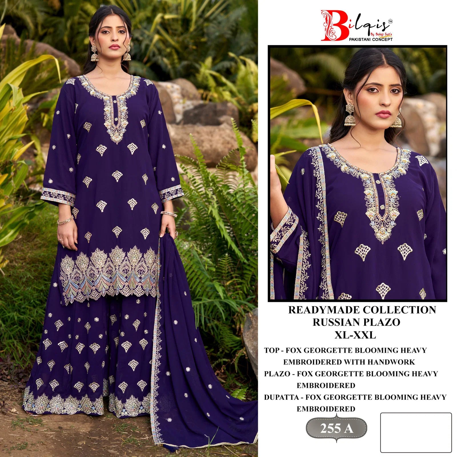 Bilqis B 255 A To D Faux Georgette With Embroidery Work Pakistani Suits