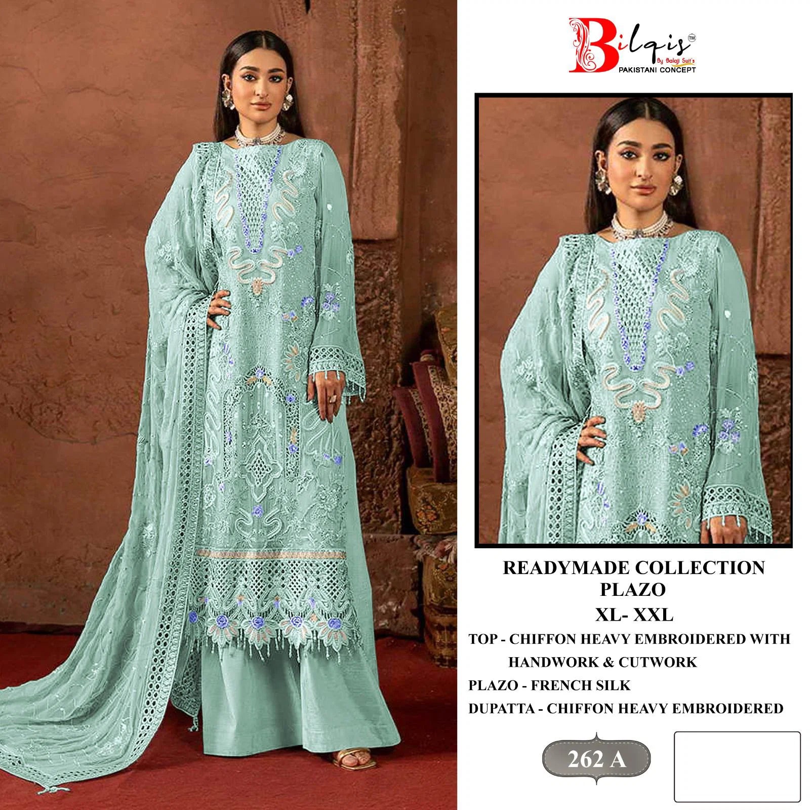 Bilqis B 262 A To D Readymade Chiffon Embroidered Pakistani Salwar Kameez