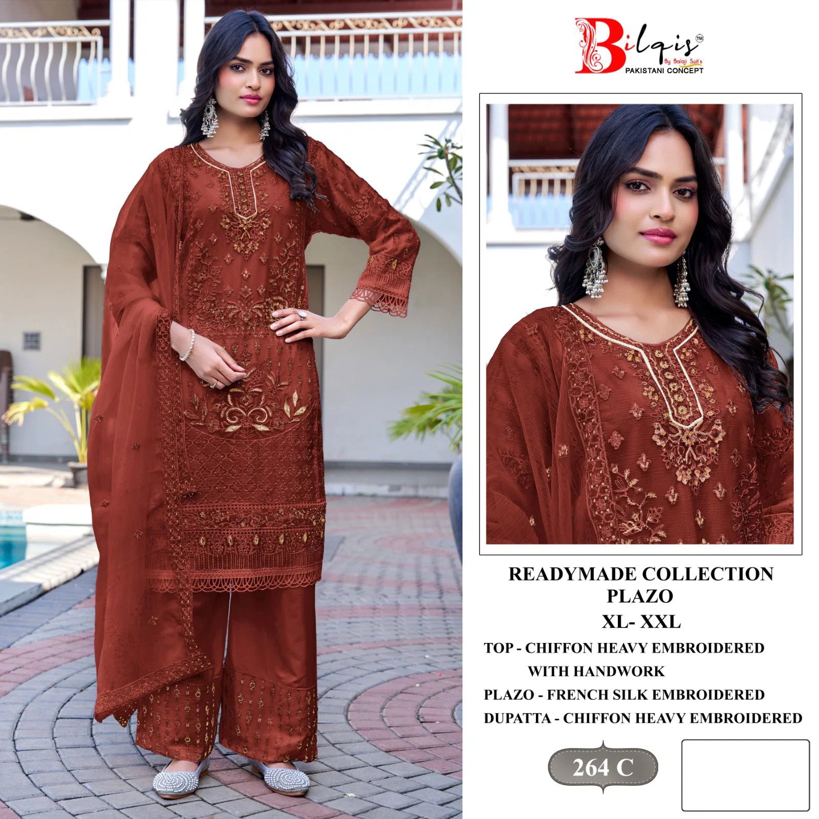 Bilqis B 264 A To D Readymade Chiffon Embroidered Pakistani Salwar Kameez