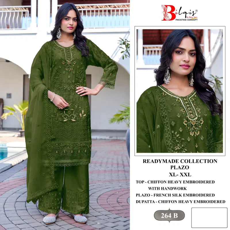Bilqis B 264 A To D Readymade Chiffon Embroidered Pakistani Salwar Kameez