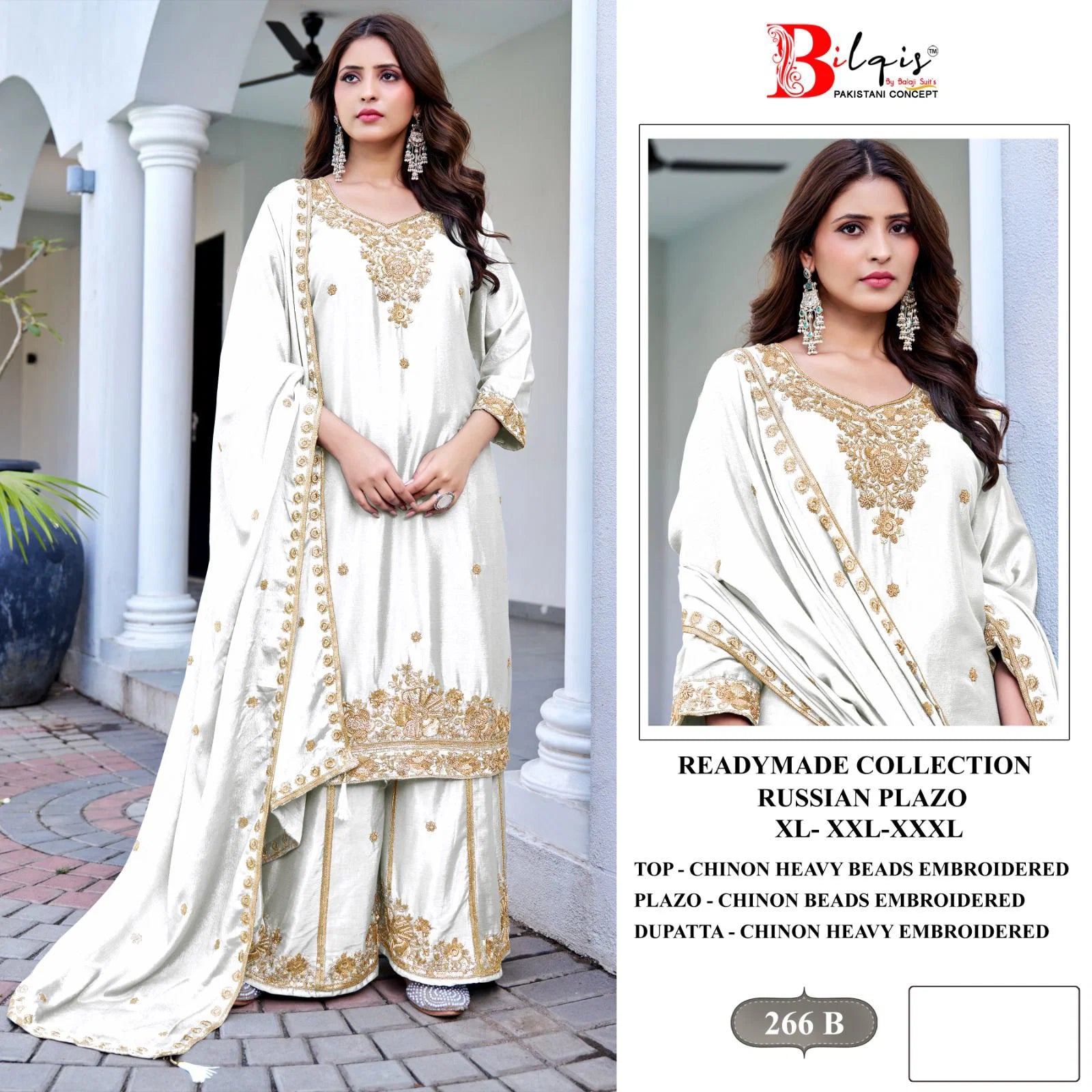 Bilqis B 266 A To D Readymade Chinon Embroidered Pakistani Salwar Kameez