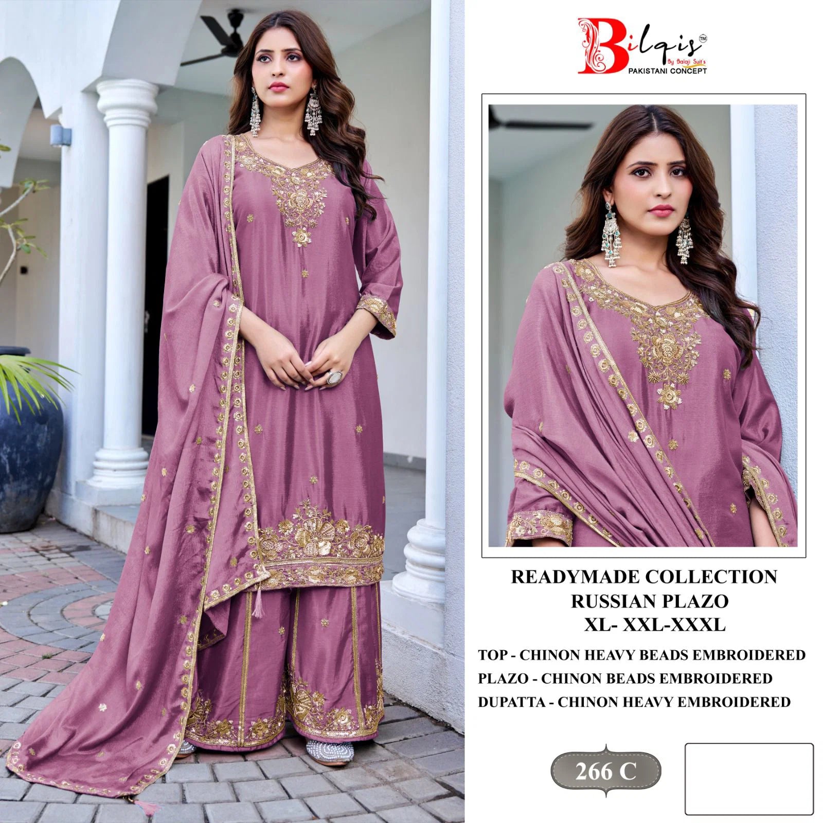 Bilqis B 266 A To D Readymade Chinon Embroidered Pakistani Salwar Kameez