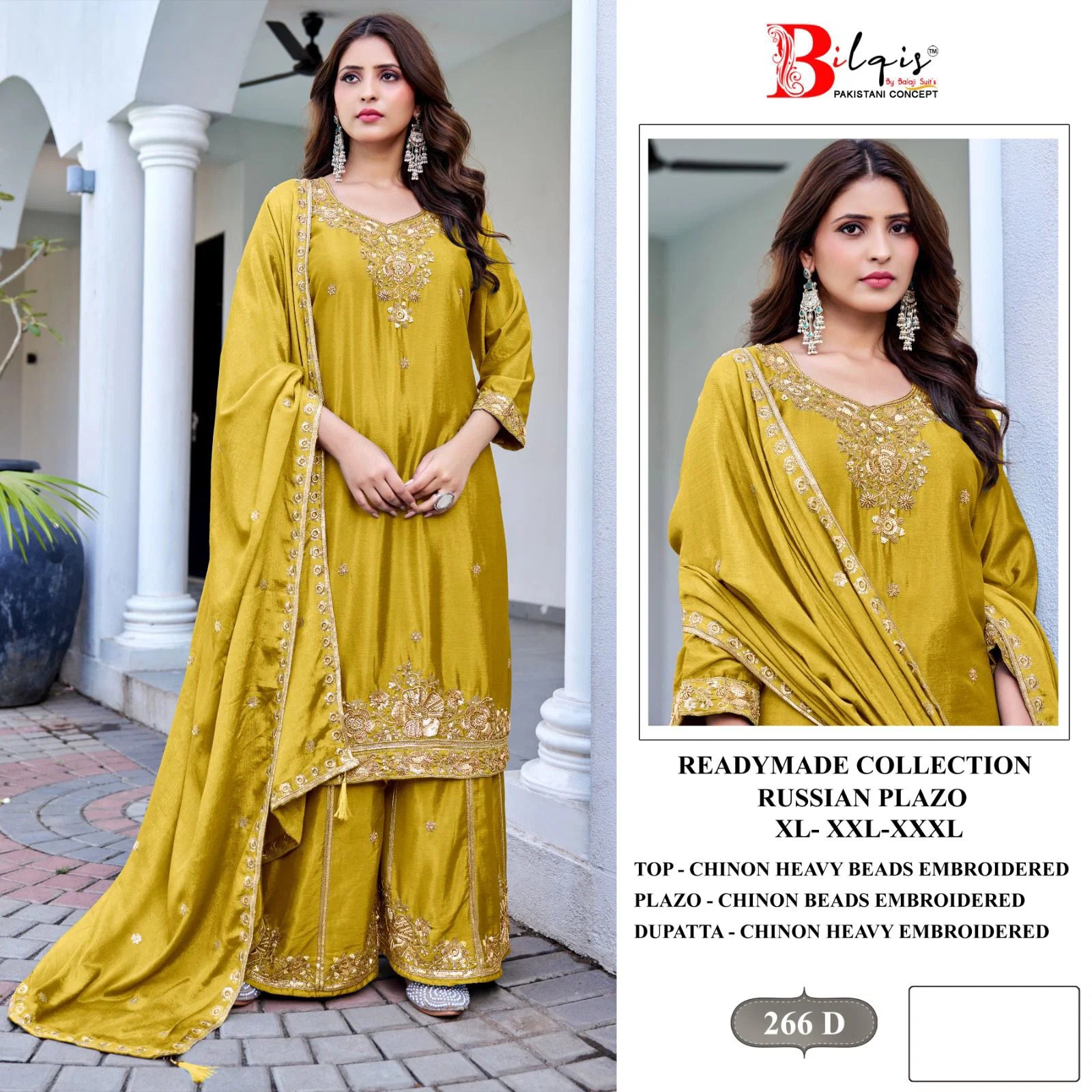 Bilqis B 266 A To D Readymade Chinon Embroidered Pakistani Salwar Kameez