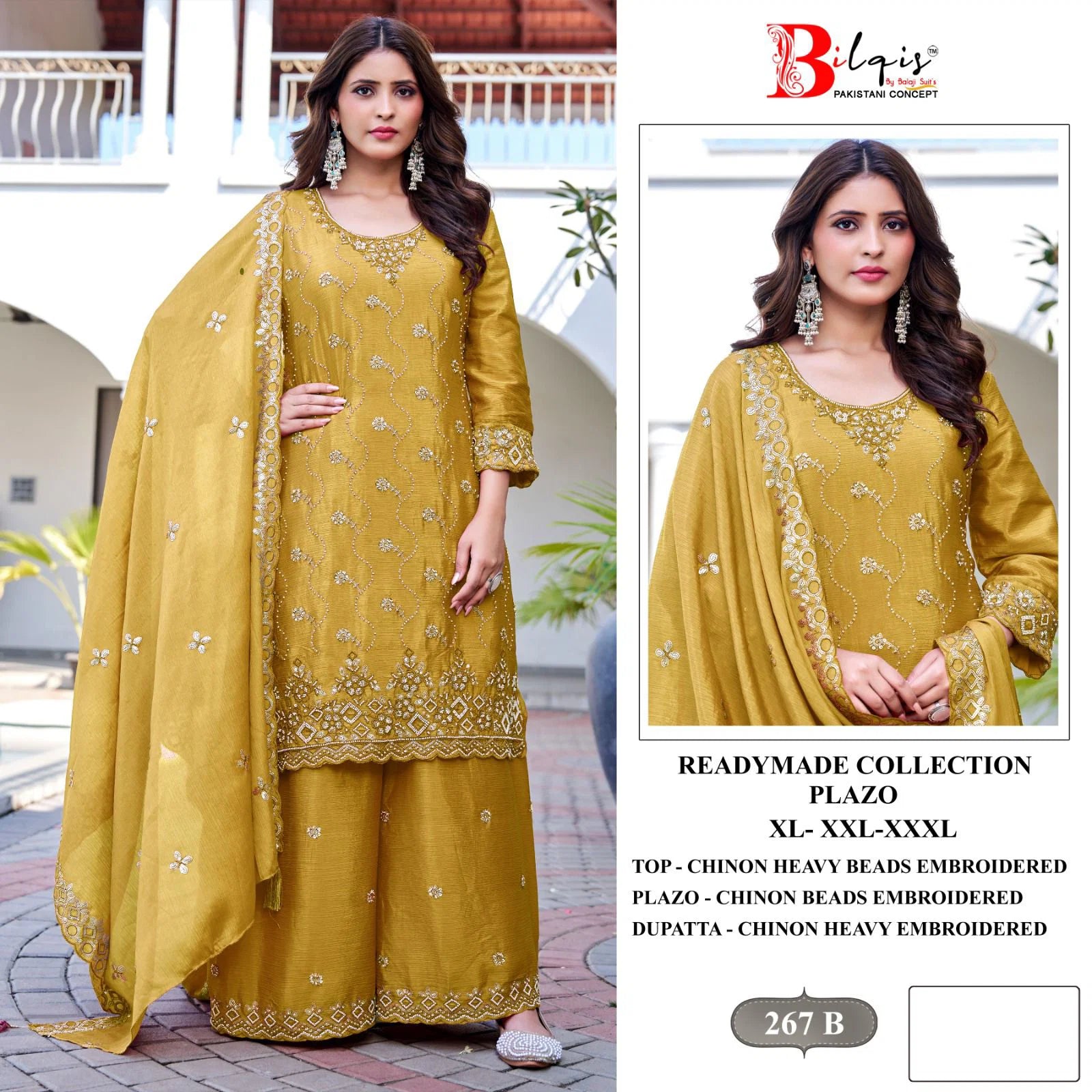 Bilqis B 267 A To D Readymade Chinon Embroidered Pakistani Salwar Kameez