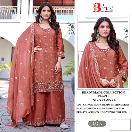 Bilqis B 267 A To D Readymade Chinon Embroidered Pakistani Salwar Kameez