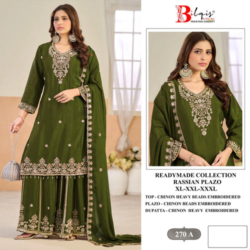 Bilqis B 270 A To D Readymade Chinon Beads Embroidered Salwar Kameez