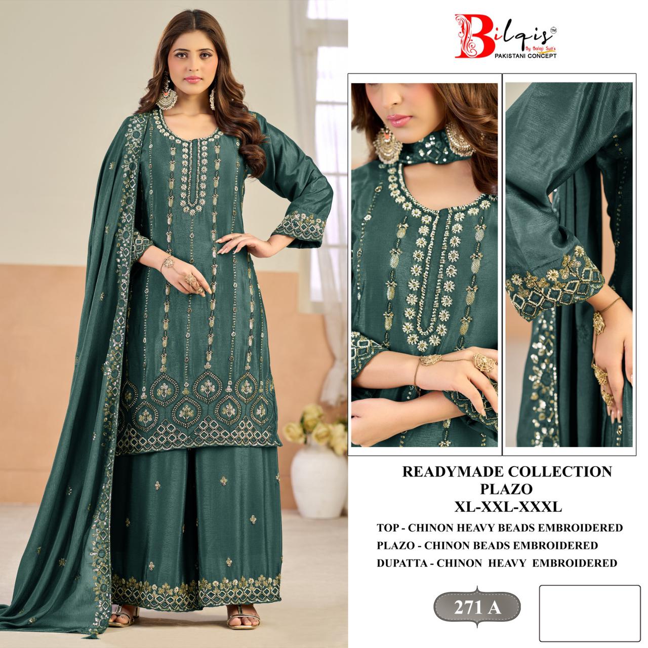 Bilqis B 271 A To D Chinon Readymade Embroidered Pakistani Salwar Kameez