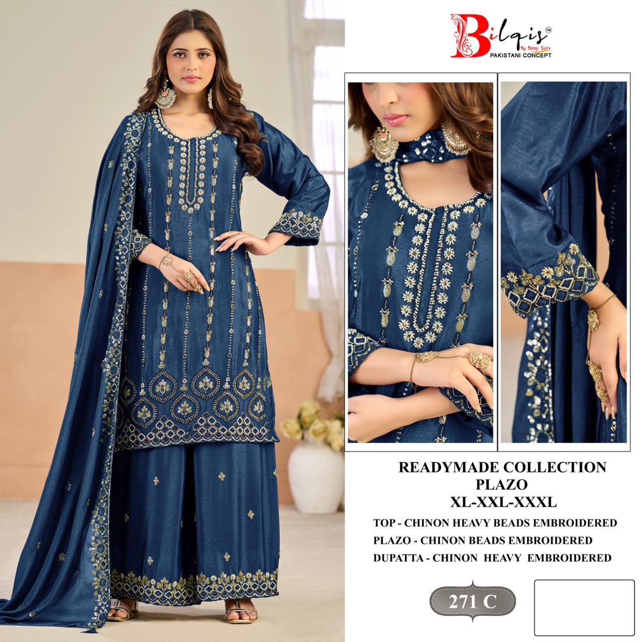Bilqis B 271 A To D Chinon Readymade Embroidered Pakistani Salwar Kameez