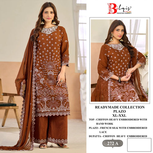 Bilqis B 272 A To D Readymade Chiffon Embroidered Pakistani Salwar Kameez