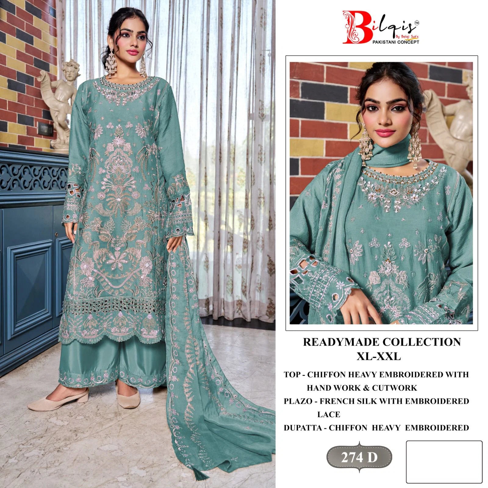 Bilqis B 274 A To D Chiffon Embroidered Salwar Kameez