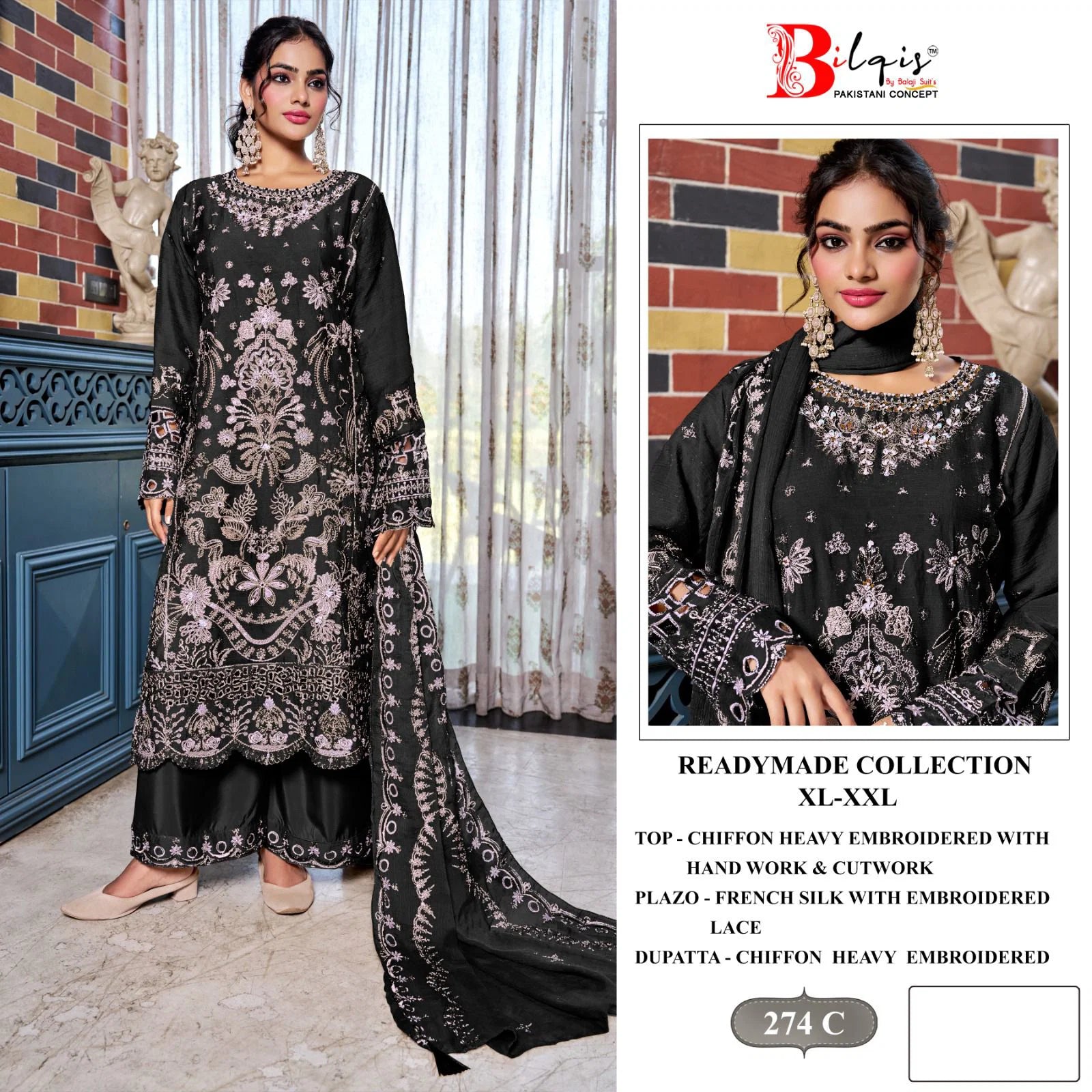 Bilqis B 274 A To D Chiffon Embroidered Salwar Kameez