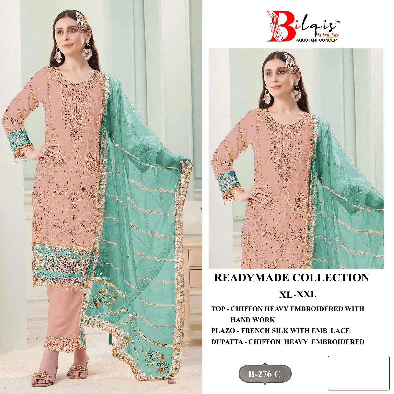 Bilqis B 276 A To D Chiffon Embroidered Salwar Kameez Collection