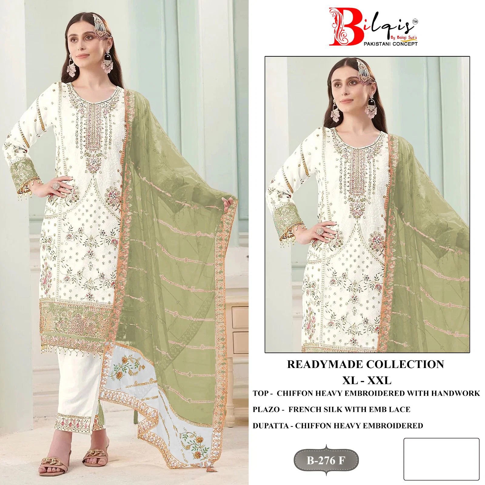 Bilqis B 276 E To H Chiffon Embroidered Salwar Kameez Collection