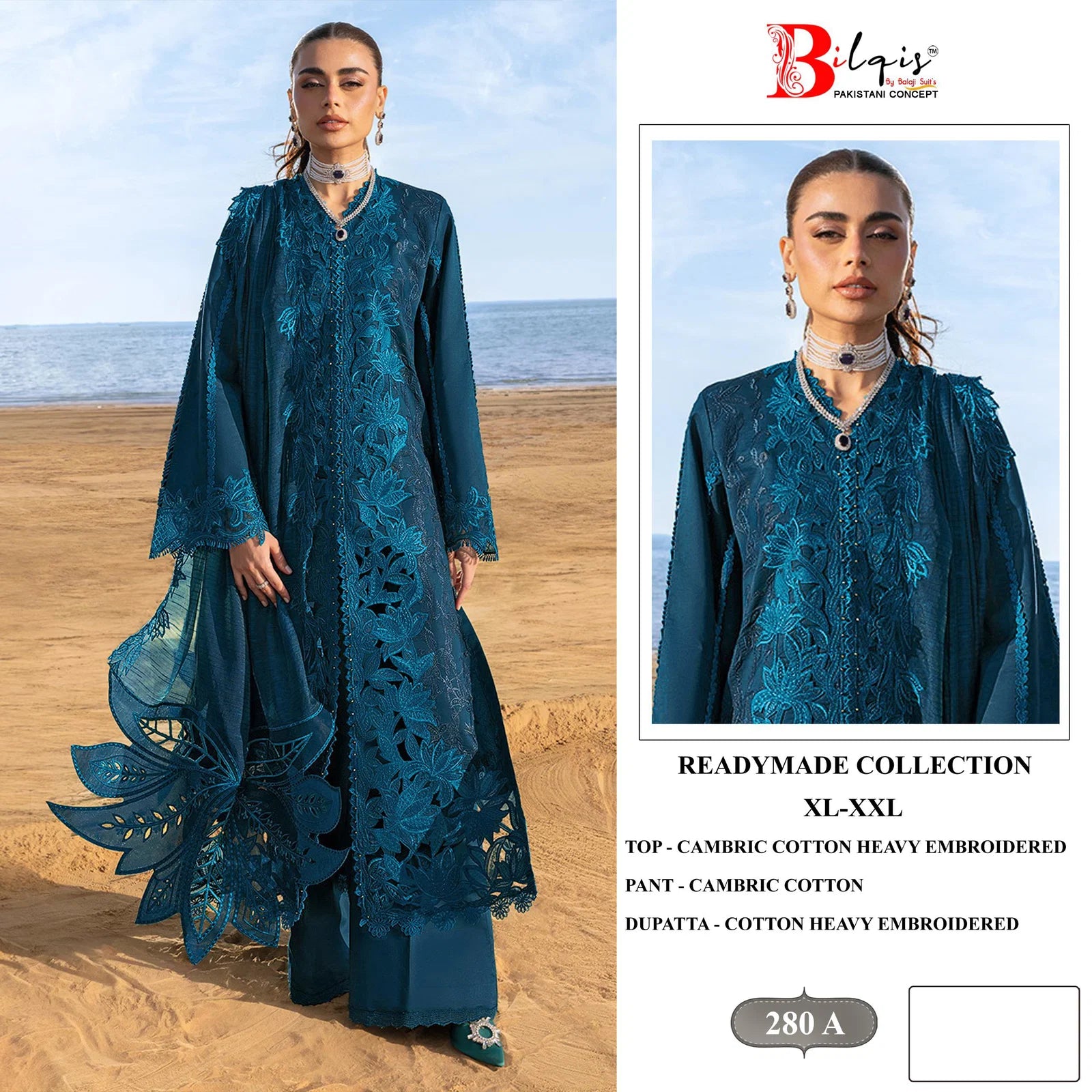 Bilqis B 280 A To D Readymade Cambric Cotton Embroidered Salwar Kameez
