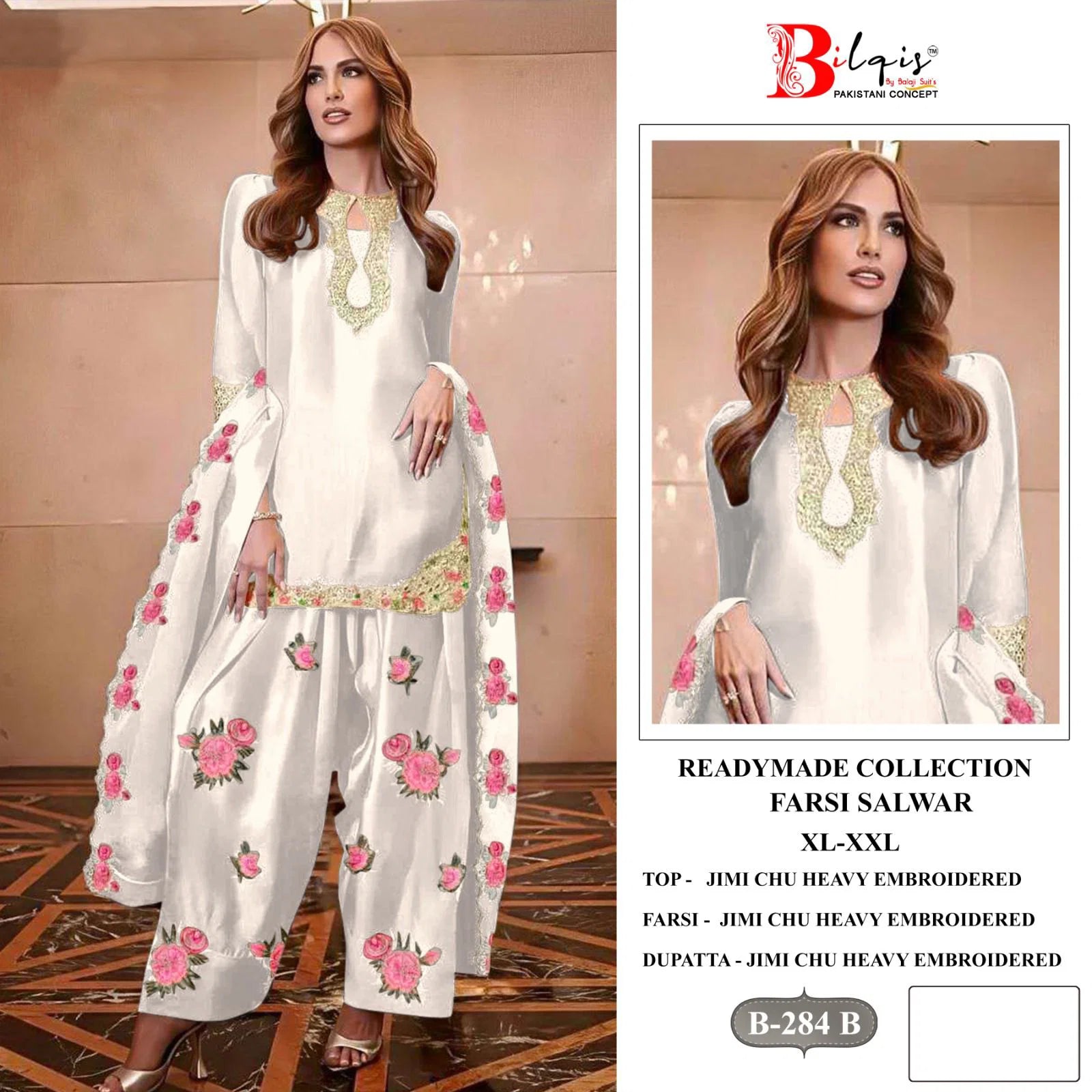 Bilqis B 284 A To D Jimmy Choo Embroidered Farsi Salwar Suit Collection