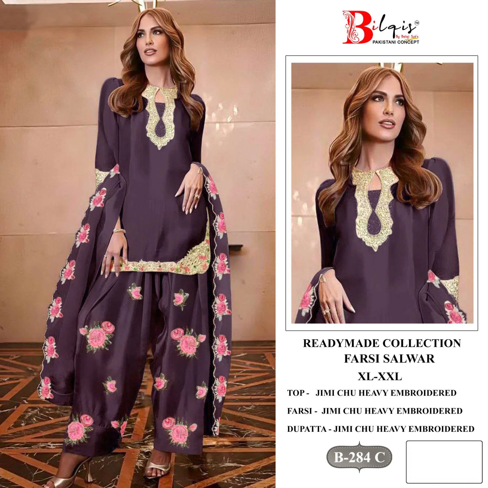 Bilqis B 284 A To D Jimmy Choo Embroidered Farsi Salwar Suit Collection