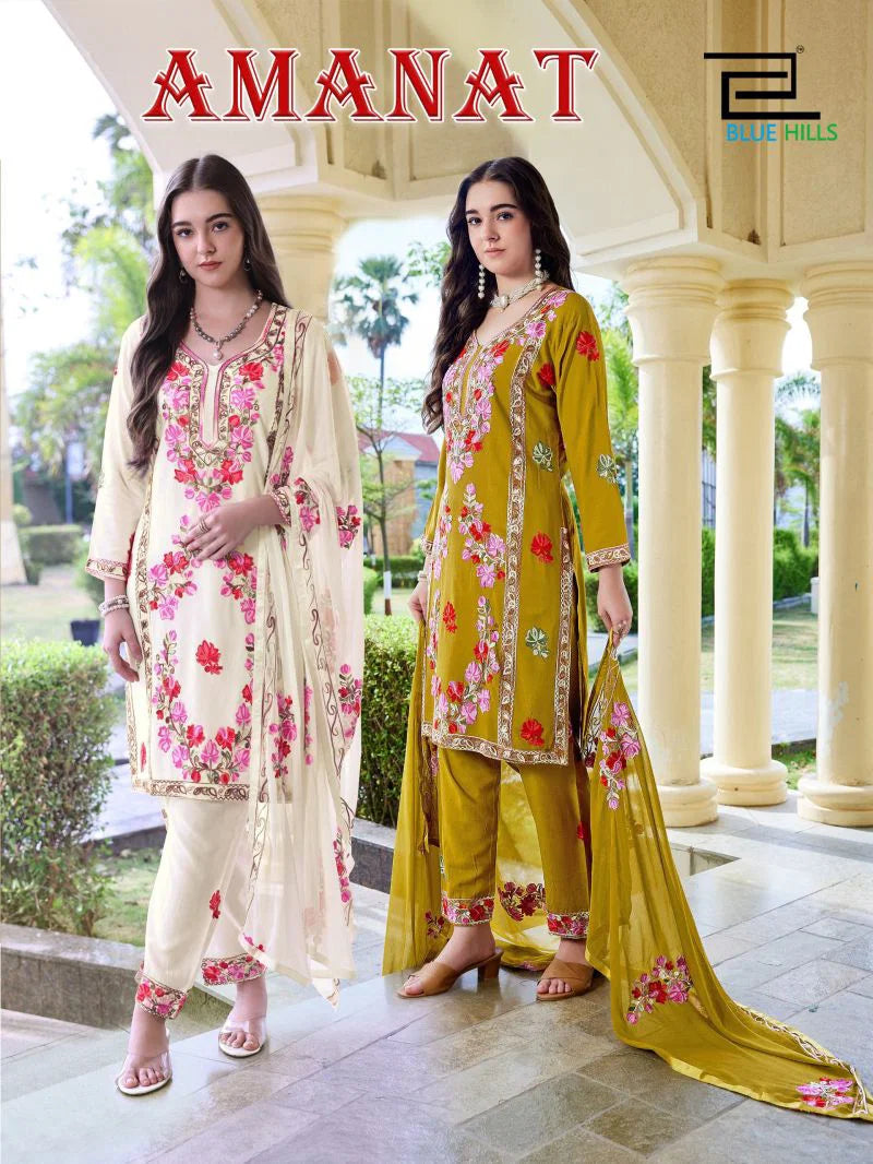 Blue Hills Amanat Rayon Embroidered Kurti With Bottom Dupatta