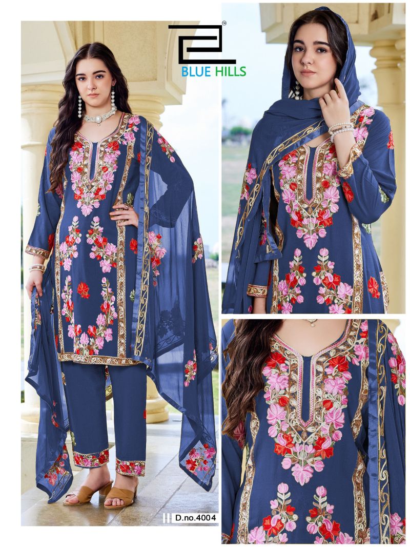 Blue Hills Amanat Rayon Embroidered Kurti With Bottom Dupatta