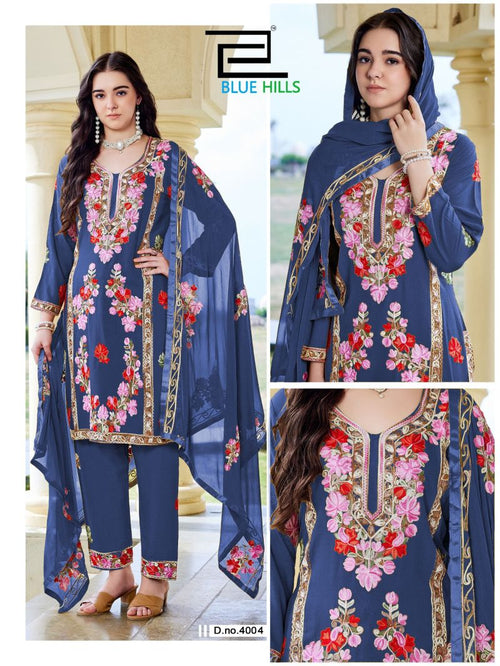 Blue Hills Amanat Rayon Embroidered Kurti With Bottom Dupatta