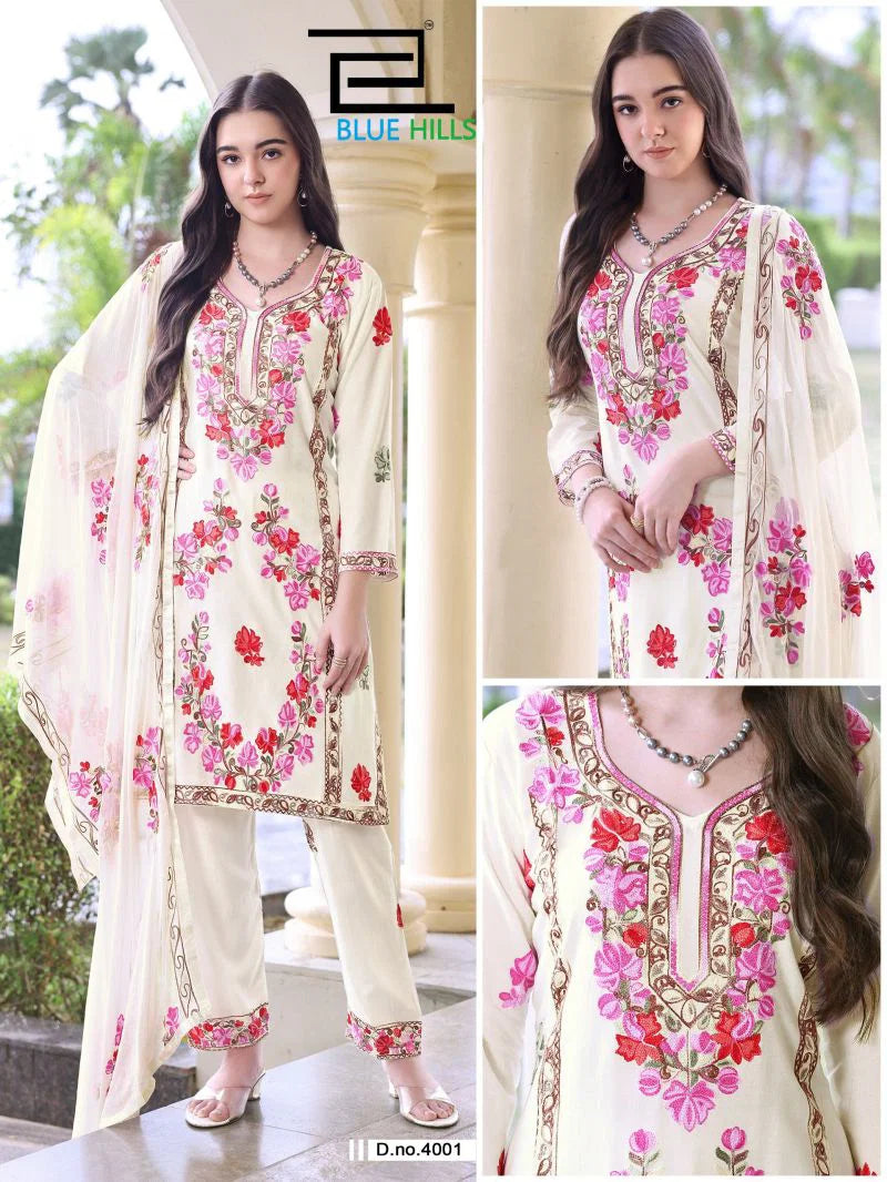 Blue Hills Amanat Rayon Embroidered Kurti With Bottom Dupatta