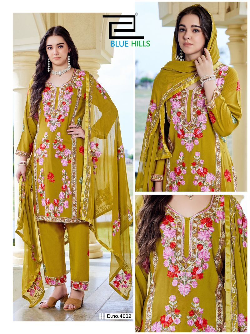 Blue Hills Amanat Rayon Embroidered Kurti With Bottom Dupatta