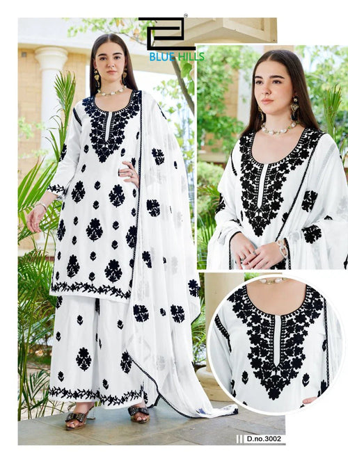 Blue Hills Aneesha Rayon Thread Work Kurti With Bottom Dupatta