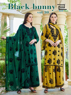 Blue Hills Black Bunny Vol 30 Rayon With Thread Work Kurti With Bottom Dupatta