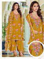 Blue Hills Jannat Vol 3 Rayon Embroidered Kurti With Bottom Dupatta