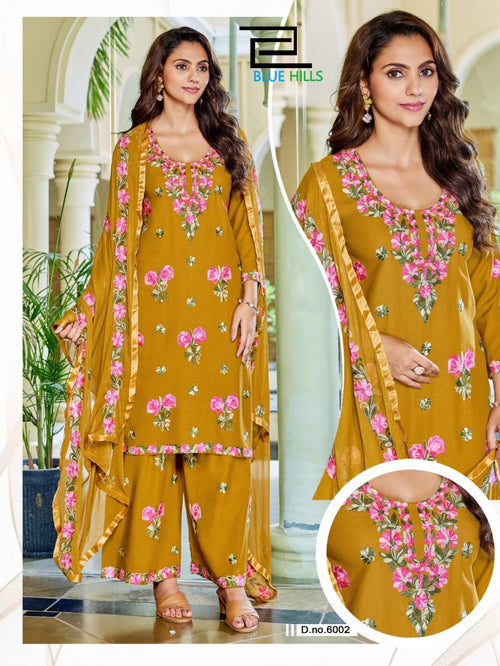 Blue Hills Jannat Vol 3 Rayon Embroidered Kurti With Bottom Dupatta