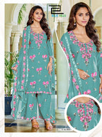 Blue Hills Jannat Vol 3 Rayon Embroidered Kurti With Bottom Dupatta
