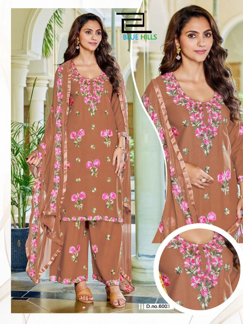 Blue Hills Jannat Vol 3 Rayon Embroidered Kurti With Bottom Dupatta