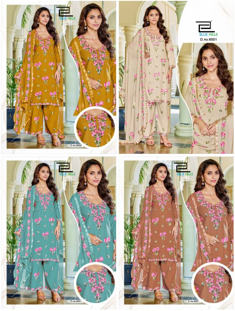 Blue Hills Jannat Vol 3 Rayon Embroidered Kurti With Bottom Dupatta