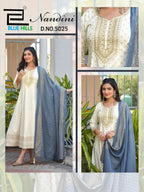 Blue Hills Nandini Rayon Foil Print Anarkali Gown With Dupatta