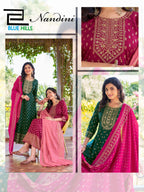 Blue Hills Nandini Rayon Foil Print Anarkali Gown With Dupatta