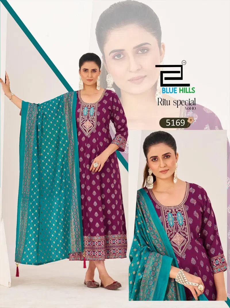 Blue Hills Ritu Special Vol 10 Rayon Anarkali Gown With Dupatta Collection