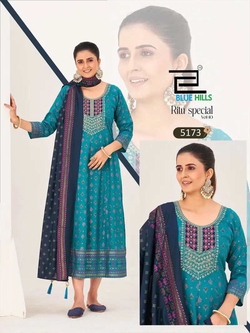 Blue Hills Ritu Special Vol 10 Rayon Anarkali Gown With Dupatta Collection