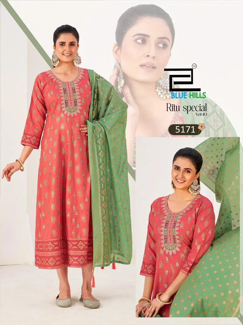 Blue Hills Ritu Special Vol 10 Rayon Anarkali Gown With Dupatta Collection