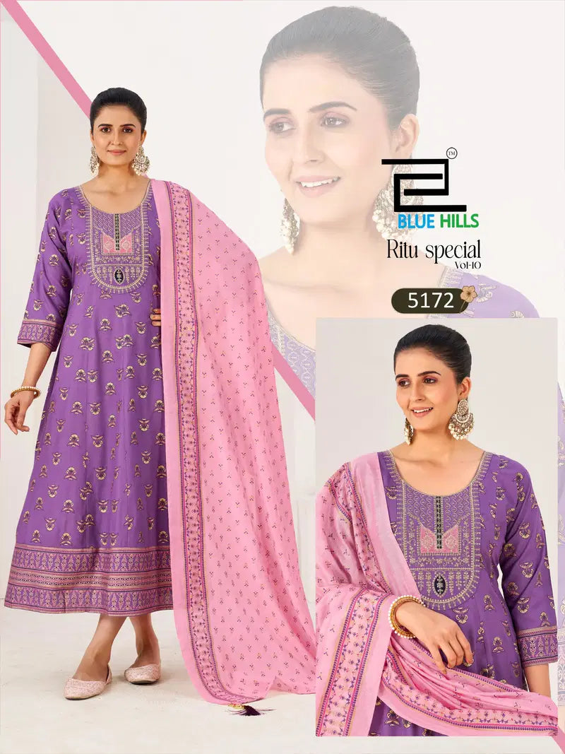Blue Hills Ritu Special Vol 10 Rayon Anarkali Gown With Dupatta Collection