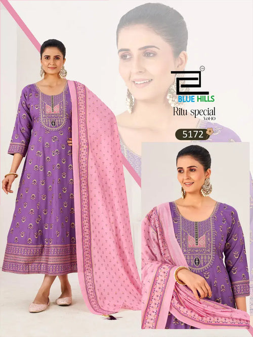 Blue Hills Ritu Special Vol 10 Rayon Anarkali Gown With Dupatta Collection