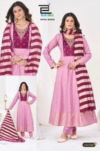 Blue Hills Royal Queen 5409 To 5414 Plus Size Rayon Thread Work Kurti With Bottom Dupatta
