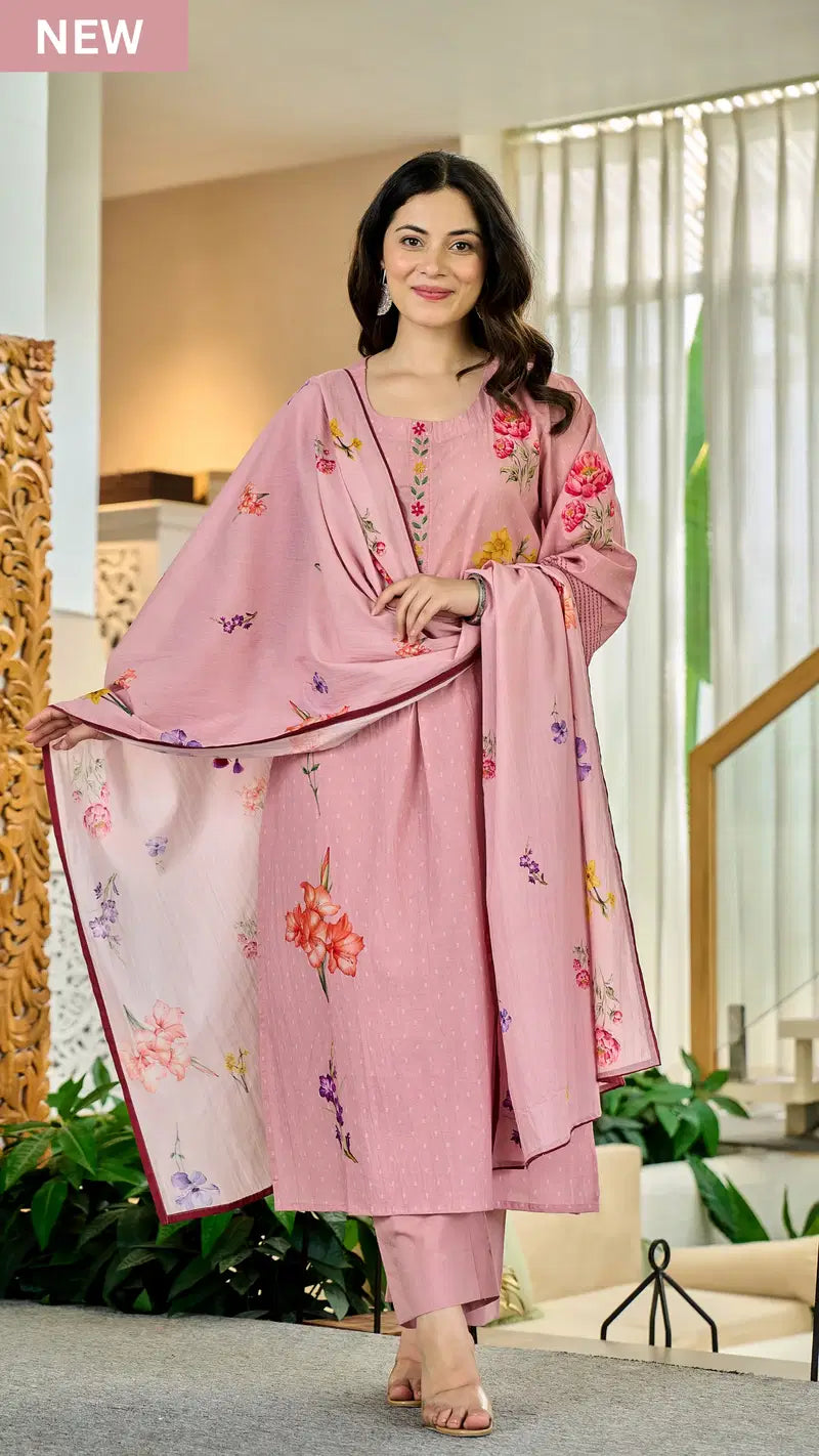 Brinda Vol 1 Chanderi Printed Kurti With Bottom Dupatta Collection