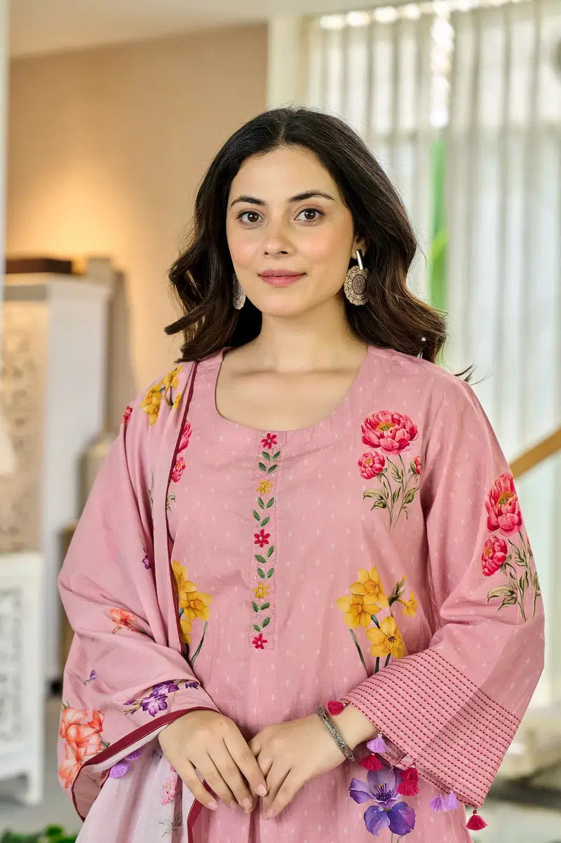 Brinda Vol 1 Chanderi Printed Kurti With Bottom Dupatta Collection