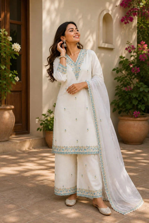 Daya 02 Viscose Rayon Embroidered Kurti With Bottom Dupatta